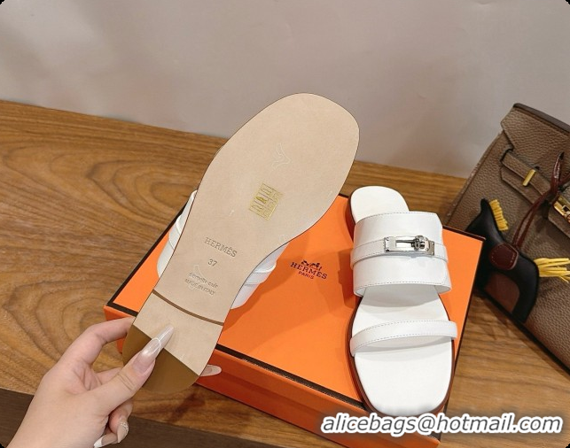 Good Quality Hermes Nina Sandal in Calfskin H080731 White 2026