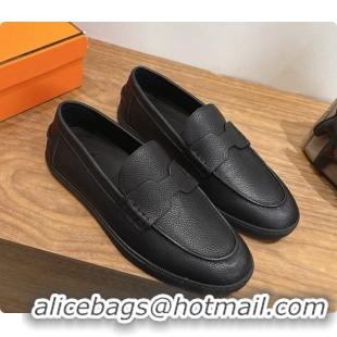 Low Price Hermes Job loafers in grained Calfskin H080733 Black 2026