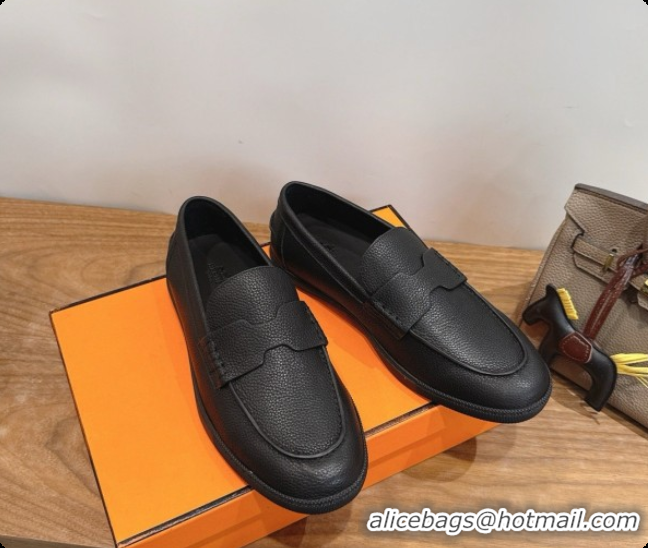 Low Price Hermes Job loafers in grained Calfskin H080733 Black 2026
