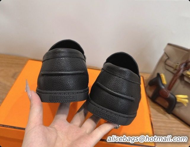 Low Price Hermes Job loafers in grained Calfskin H080733 Black 2026