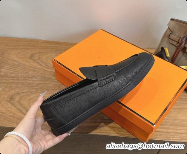 Low Price Hermes Job loafers in grained Calfskin H080733 Black 2026
