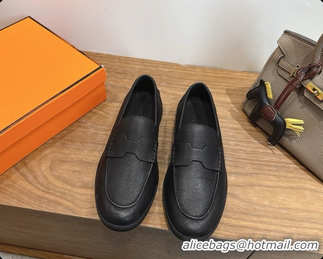 Low Price Hermes Job loafers in grained Calfskin H080733 Black 2026