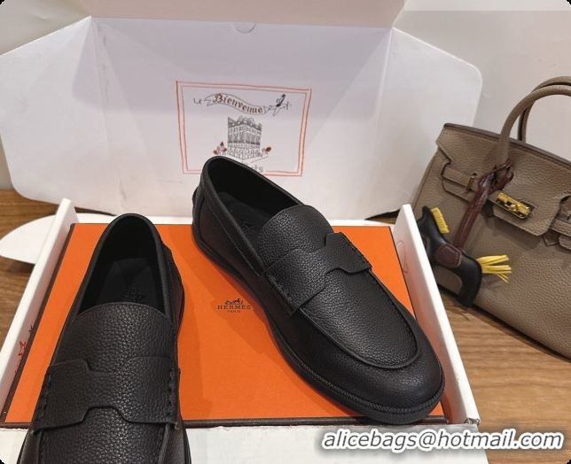 Low Price Hermes Job loafers in grained Calfskin H080733 Black 2026