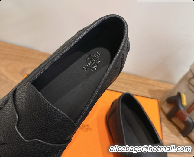 Low Price Hermes Job loafers in grained Calfskin H080733 Black 2026