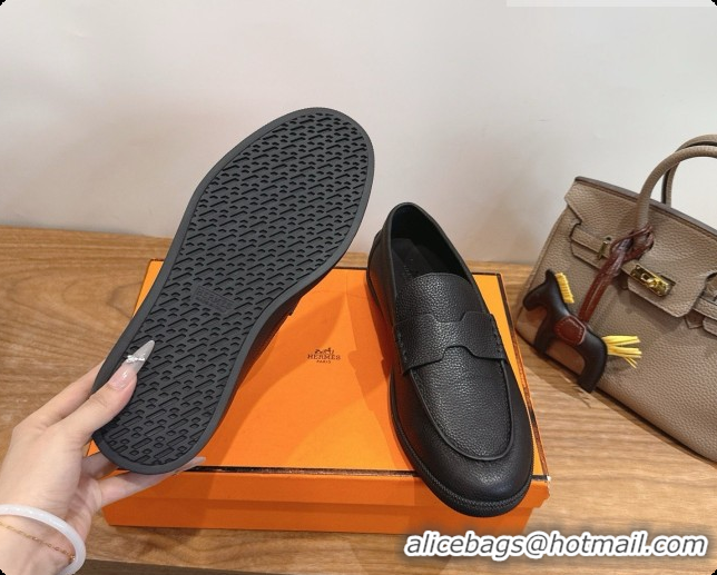 Low Price Hermes Job loafers in grained Calfskin H080733 Black 2026