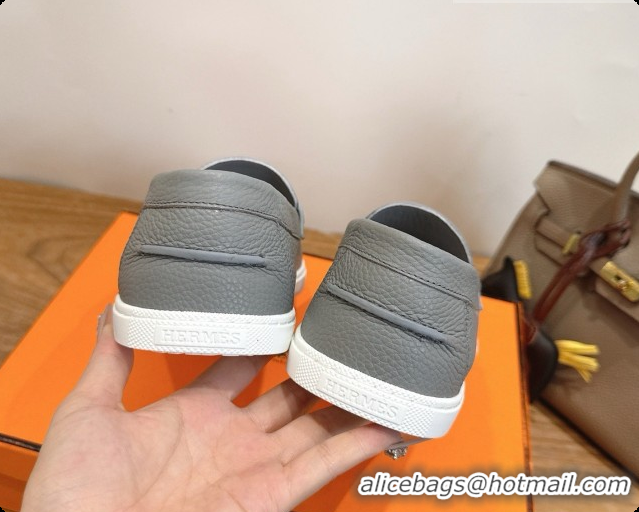 Low Cost Hermes Job loafers in grained Calfskin H080734 Grey 2026