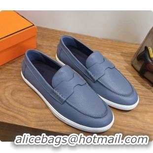 Sumptuous Hermes Job loafers in grained Calfskin H080736 Blue 2026