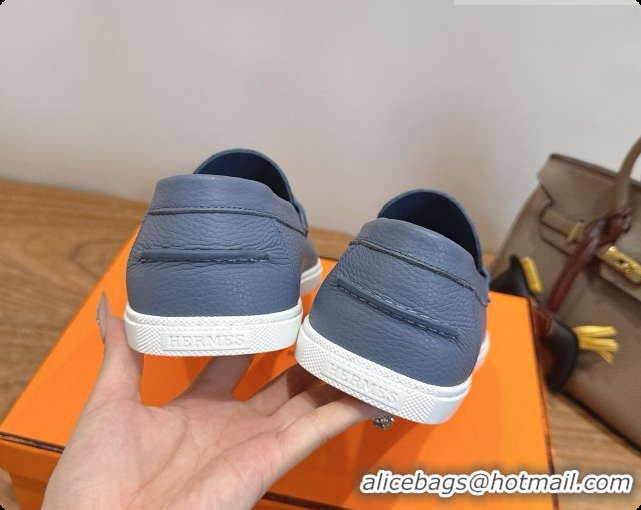 Sumptuous Hermes Job loafers in grained Calfskin H080736 Blue 2026