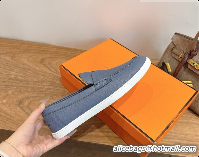 Sumptuous Hermes Job loafers in grained Calfskin H080736 Blue 2026