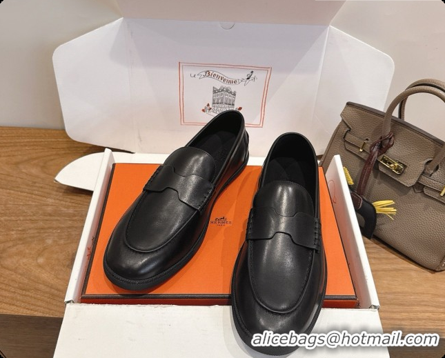 Luxurious Hermes Job loafers in Smooth Calfskin H080738 Black 2026