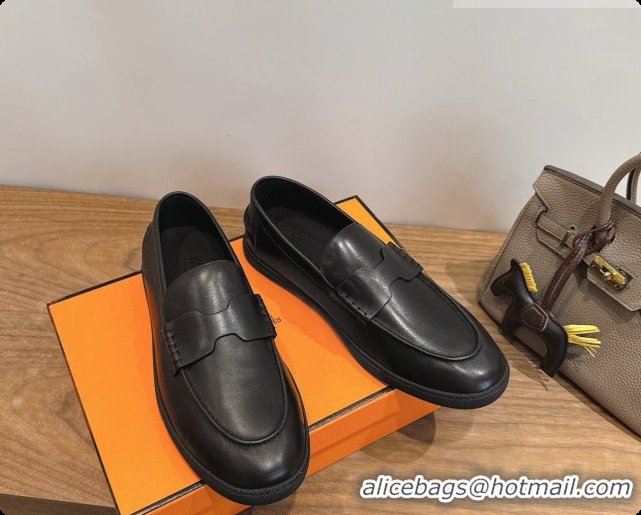 Luxurious Hermes Job loafers in Smooth Calfskin H080738 Black 2026