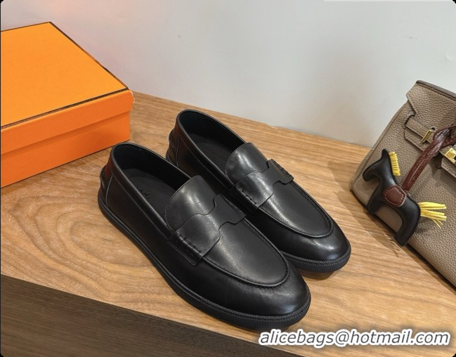Luxurious Hermes Job loafers in Smooth Calfskin H080738 Black 2026