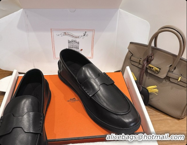 Luxurious Hermes Job loafers in Smooth Calfskin H080738 Black 2026