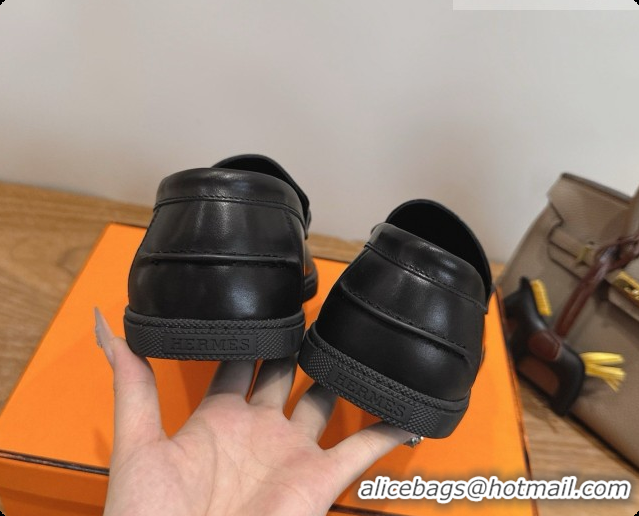 Luxurious Hermes Job loafers in Smooth Calfskin H080738 Black 2026