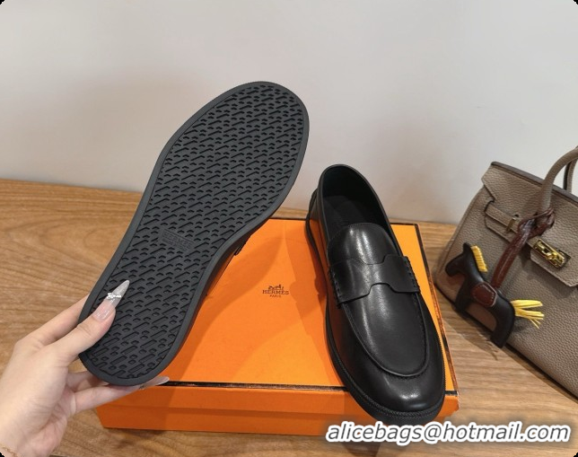 Luxurious Hermes Job loafers in Smooth Calfskin H080738 Black 2026