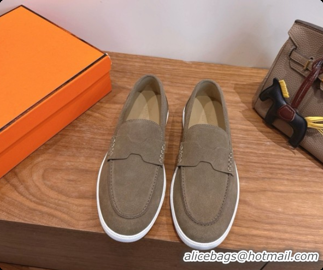 Most Popular Hermes Job loafers in Suede H080739 Grey 2026