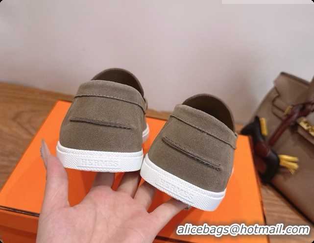 Most Popular Hermes Job loafers in Suede H080739 Grey 2026