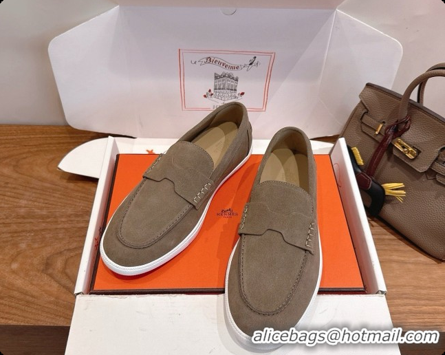 Most Popular Hermes Job loafers in Suede H080739 Grey 2026