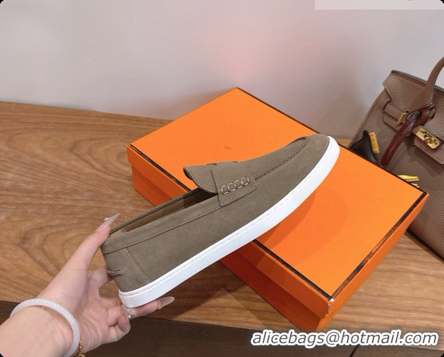 Most Popular Hermes Job loafers in Suede H080739 Grey 2026