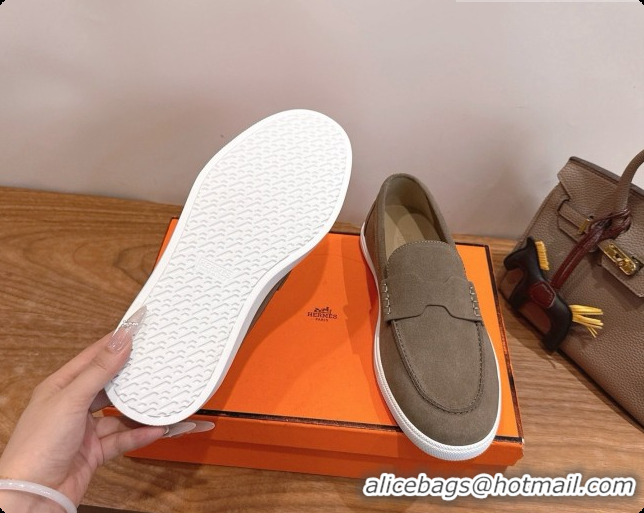 Most Popular Hermes Job loafers in Suede H080739 Grey 2026