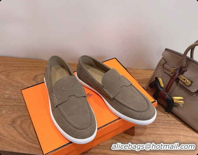 Most Popular Hermes Job loafers in Suede H080739 Grey 2026