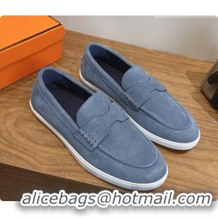 Stylish Hermes Job loafers in Suede H080741 Blue 2026
