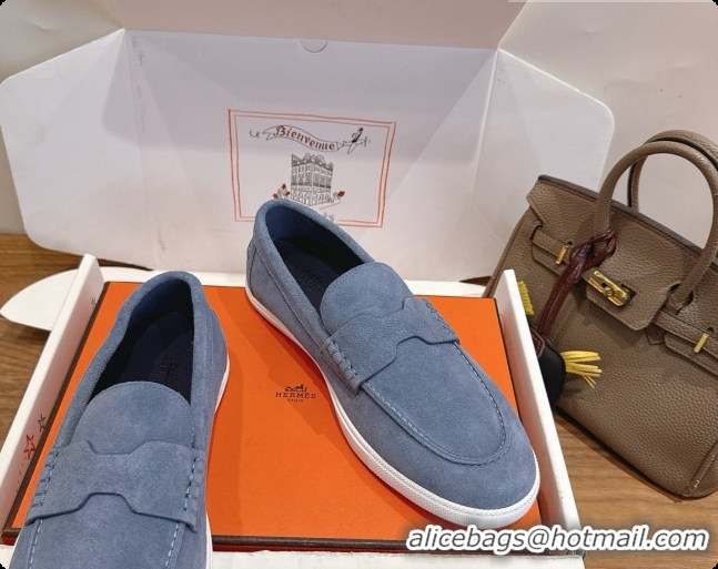 Stylish Hermes Job loafers in Suede H080741 Blue 2026