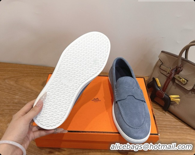 Stylish Hermes Job loafers in Suede H080741 Blue 2026