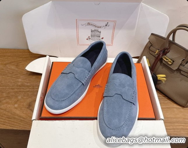 Stylish Hermes Job loafers in Suede H080741 Blue 2026