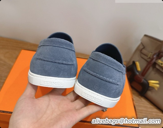 Stylish Hermes Job loafers in Suede H080741 Blue 2026