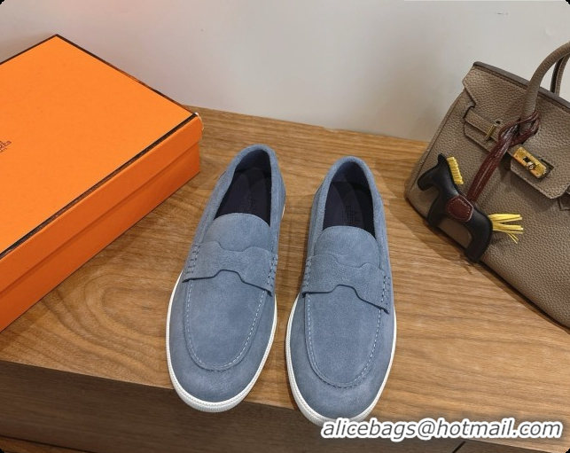 Stylish Hermes Job loafers in Suede H080741 Blue 2026