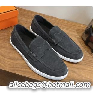 Most Popular Hermes Job loafers in Suede H080742 Dark Grey 2026