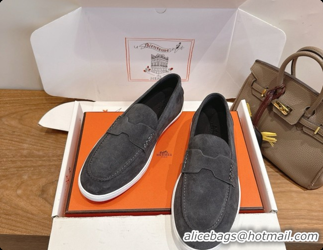 Most Popular Hermes Job loafers in Suede H080742 Dark Grey 2026