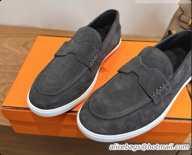Most Popular Hermes Job loafers in Suede H080742 Dark Grey 2026
