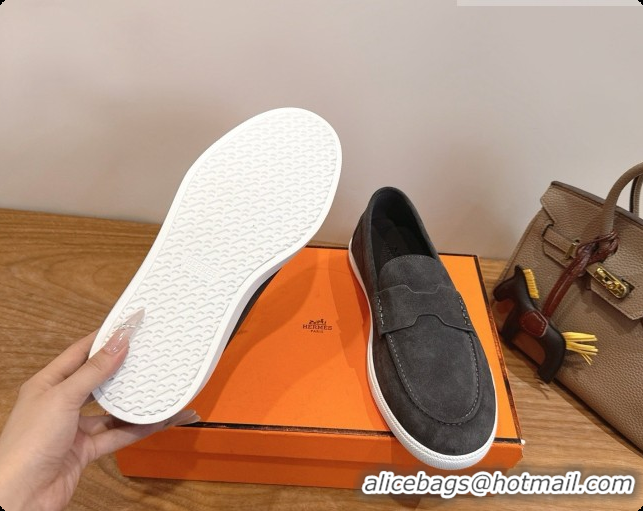 Most Popular Hermes Job loafers in Suede H080742 Dark Grey 2026