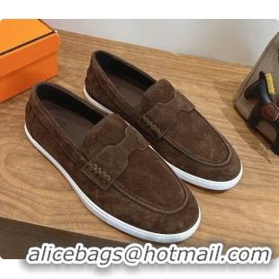 Best Price Hermes Job loafers in Suede H080744 Dark Brown 2026