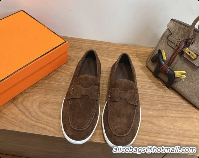 Best Price Hermes Job loafers in Suede H080744 Dark Brown 2026