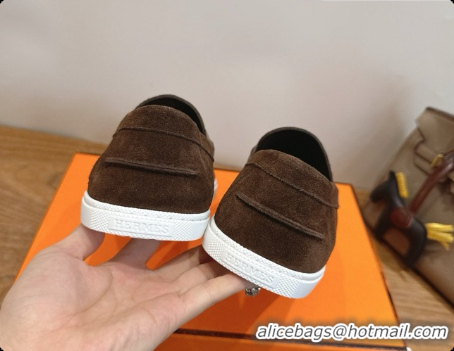 Best Price Hermes Job loafers in Suede H080744 Dark Brown 2026