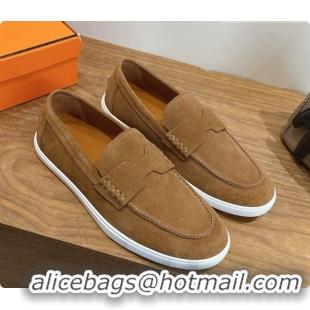 Grade Quality Hermes Job loafers in Suede H080746 Brown 03 2026