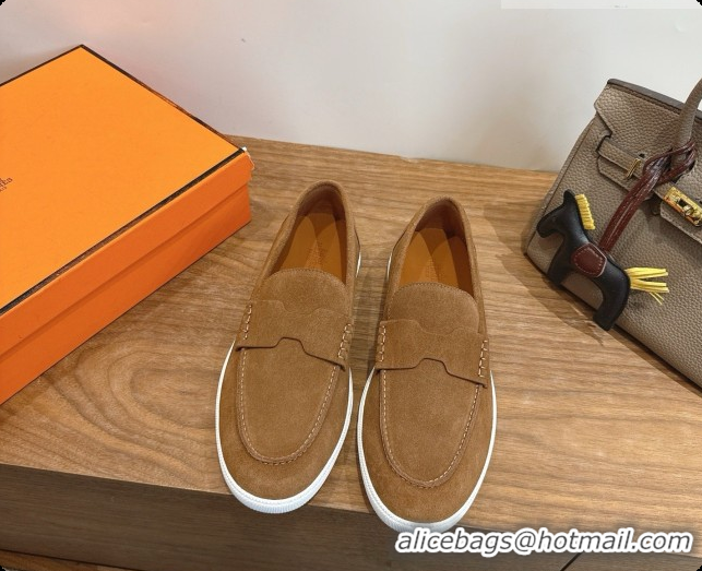 Grade Quality Hermes Job loafers in Suede H080746 Brown 03 2026