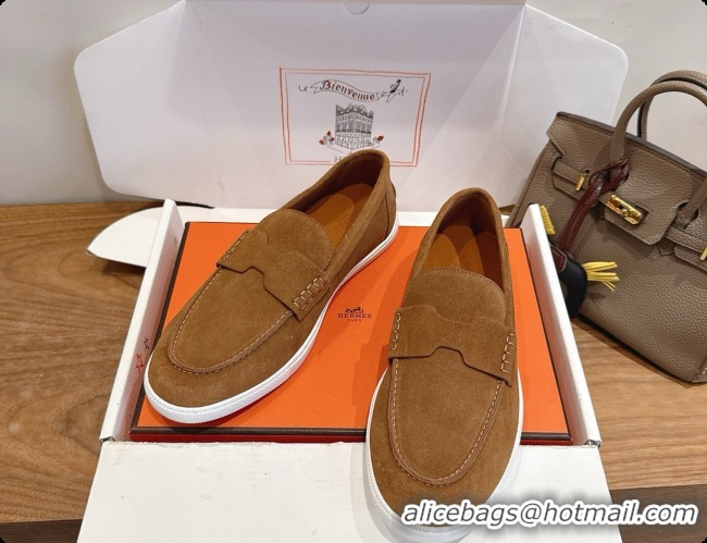Grade Quality Hermes Job loafers in Suede H080746 Brown 03 2026