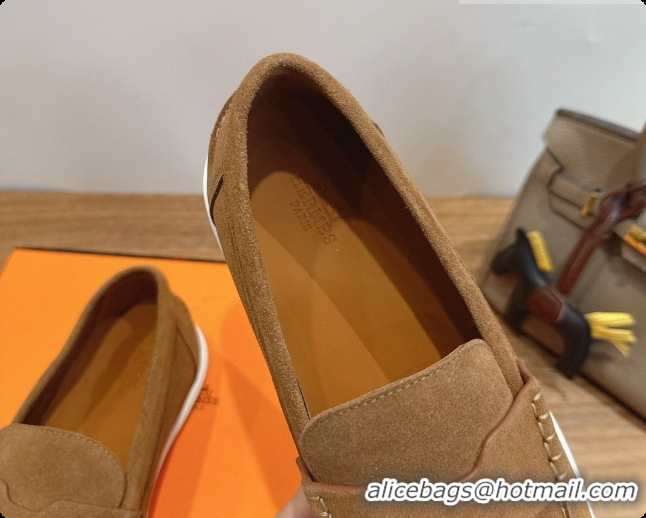 Grade Quality Hermes Job loafers in Suede H080746 Brown 03 2026