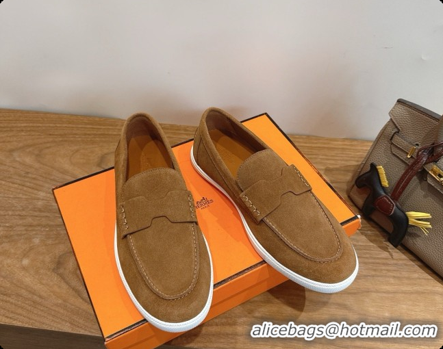 Grade Quality Hermes Job loafers in Suede H080746 Brown 03 2026