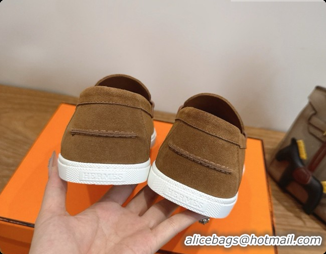 Grade Quality Hermes Job loafers in Suede H080746 Brown 03 2026