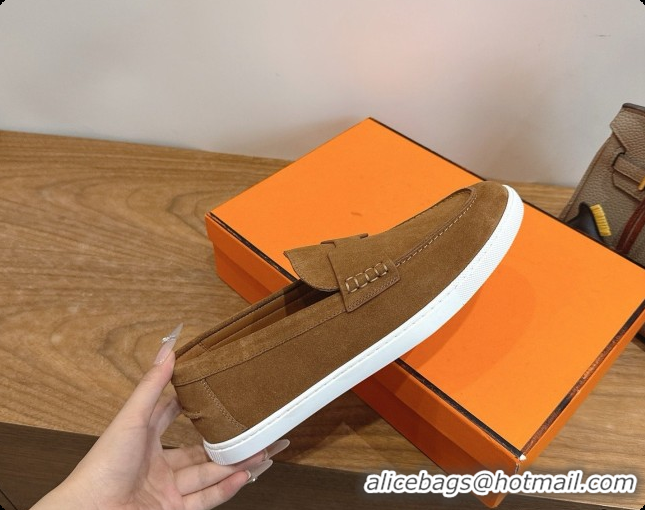 Grade Quality Hermes Job loafers in Suede H080746 Brown 03 2026