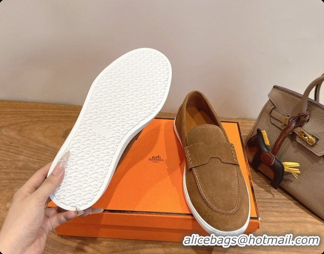 Grade Quality Hermes Job loafers in Suede H080746 Brown 03 2026