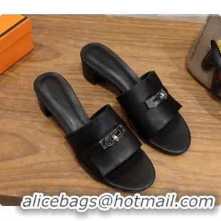 Good Quality Hermes Gigi 50 Sandal in Black Calfskin with Kelly Buckle H080748 2026