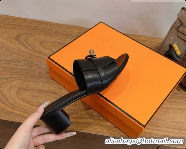 Good Quality Hermes Gigi 50 Sandal in Black Calfskin with Kelly Buckle H080748 2026