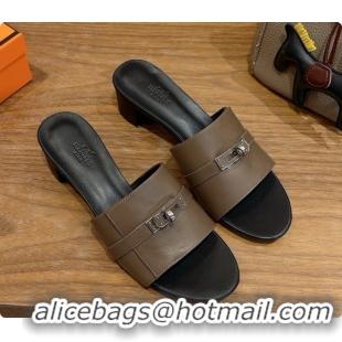 Hot Style Hermes Gigi 50 Sandal in Calfskin with Kelly Buckle H080750 Grey 2026