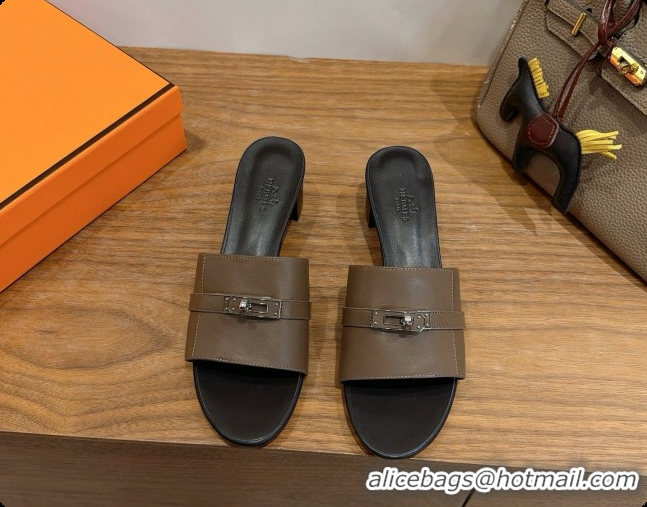 Hot Style Hermes Gigi 50 Sandal in Calfskin with Kelly Buckle H080750 Grey 2026